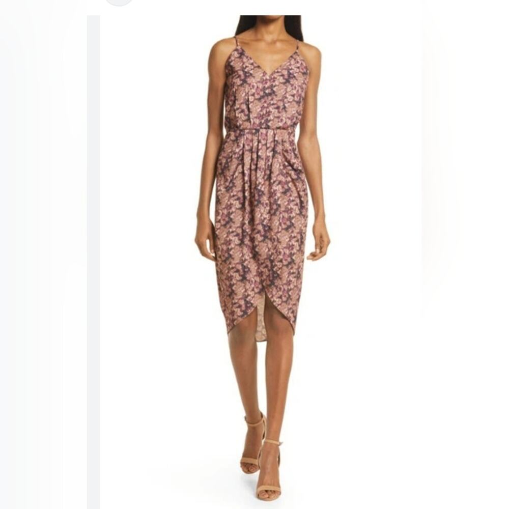 Chelsea28 women's XS sleevless faux wrapâ in mauve midi dress